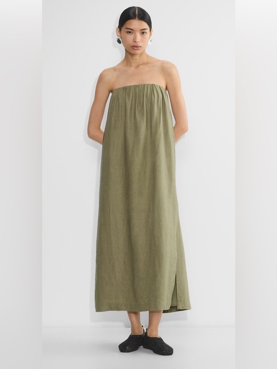 Babaton Dresses & Skirts - Aritzia Babaton Olive Strapless Midi Dress Size Large